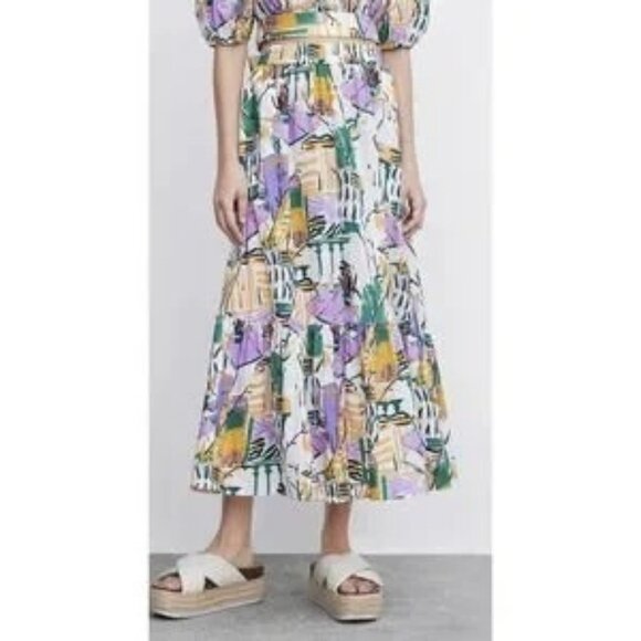 Urban Revivo Women's Abstract Print Skirt Purple Green Size 4 NWOT - Picture 8 of 8